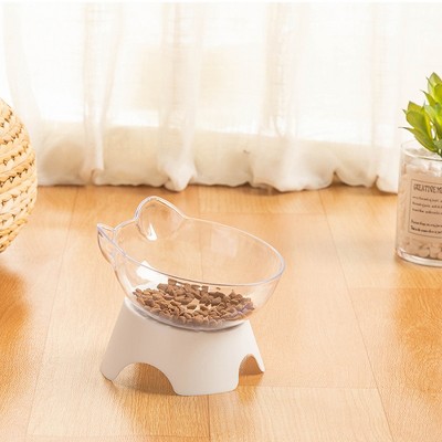 Neck protection bowl, high transparency pet bowl, slanted mouth anti slip cat bowl