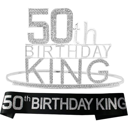 VeryMerryMakering 50th Birthday King Crown for Men and Boys, Silver - image 1 of 4