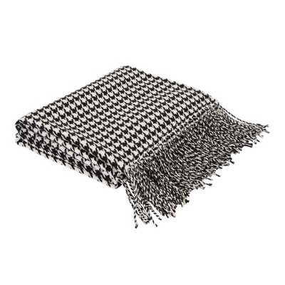 60" x 50" Acrylic Houndstooth Woven Throw Blanket Black and White - Glitzhome