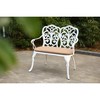 Vynxaria White Patio Bench with Floral Rose Design - 33.80'' W x 22.40'' D x 34.60'' H - 4 of 4