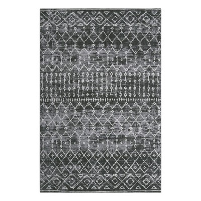 Washable Farmhouse Living Room Rugs, Chenille Non Slip Geometric Stripped Lines Print Bedroom Carpet