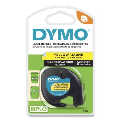 DYMO LetraTag Plastic Label Tape Cassette - 1/2in x 13ft - Hyper Yellow