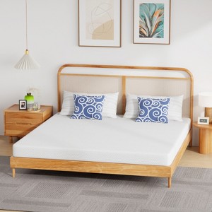 FDW 6 Inch Green Tea Memory Foam Mattress Cooling Gel Infused Mattress Fiberglass Free/CertiPUR-US Certified/Bed-in-a-Box,White - 1 of 4