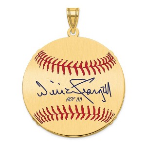 Black Bow Jewelry 14K Gold Plated Willie Stargell Signature LG Enamel Baseball Pendant - 1 of 4