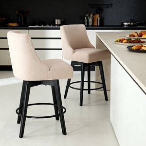 Vipbear Counter Height Bar Stools Set of 1/2/3, Modern Swivel Barstools with Back and Wood Legs,26" H Kitchen Counter Stools,Kitchen Island Home Bar - 1 of 4