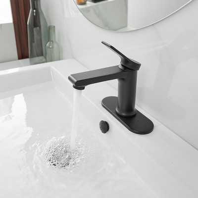 Matte Black Single-Handle Bathroom Faucet with Nickel Finish