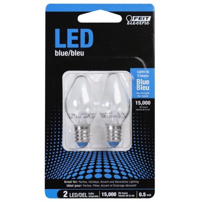 Feit Electric C7 E12 (Candelabra) LED Bulb Blue 0.5 Watt Equivalence 2 pk