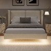 CAVINAS Queen/Full/King Velvet Fabric Floating Bed Frame with Headboard,Wingback Upholstered Bed with LED Lights,No Box Springs Needed - 2 of 4
