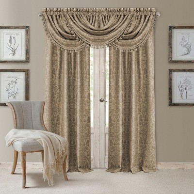 Taupe Polyester Tassel Waterfall Valance, 52" x 36"