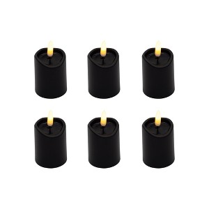 LumaBase Battery-Operated 3D-Wick Flame Mini Pillars - Set of 6 - 1 of 4