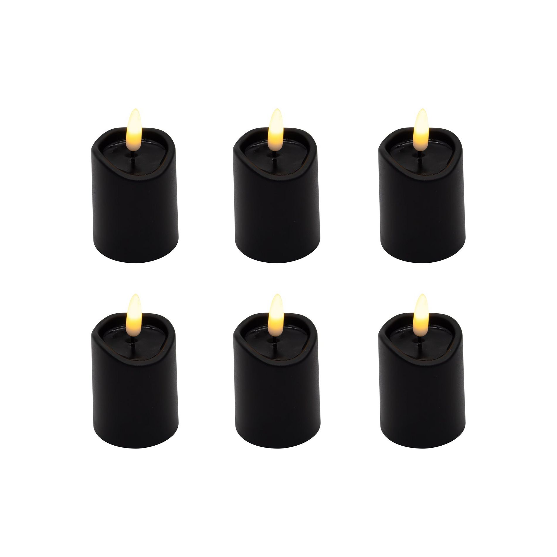 LumaBase Battery-Operated 3D Wick Flame Mini Pillars - Set of 6