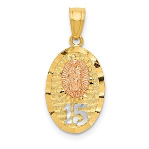 Black Bow Jewelry 14k Two Tone Gold and White Rhodium Lady Of Guadalupe 15 Pendant, 11mm - 1 of 4