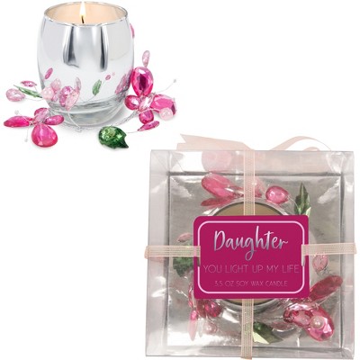 Pavilion Gift Company - Daughter Pink Butterfly - 3.5 oz 100% Soy Wax Candle Scent: Jasmine - Flame Candles