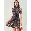 INSPIRE CHIC Women's Short Sleeve Contrast Collar Belted Floral Shirt Dress - 2 of 4