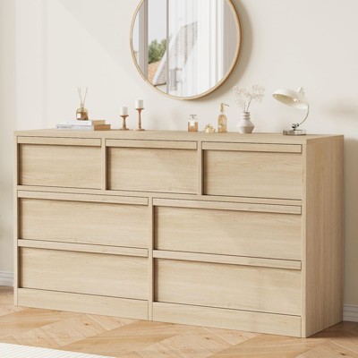 7 Drawer Dresser for Bedroom, Modern Double Dresser Organizer with 7 Drawers Large Storage, Wooden Chest of Drawers for Bedroom, Living Room