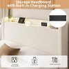 Full Size Boucle Bed Frame with Storage Headboard, Charging Station and LED Lights - 4 of 4