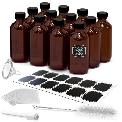 Nevlers 8 Oz Leakproof Boston Round Amber Glass Bottles