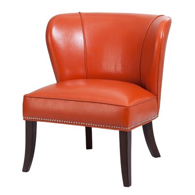Sunset Orange Faux Leather Armless Accent Chair