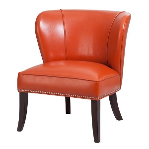 Hilton Concave Back Armless Chair - Tangerine: Faux Leather, Silver Nailhead Trim, High-Density Foam - 1 of 4