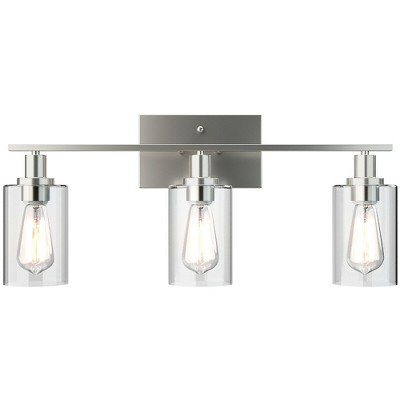 Costway 3-Light Wall Sconce Modern Bathroom Vanity Light Fixtures w/ Clear Glass Shade