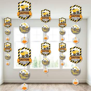 Big Dot of Happiness Dig It - Construction Party Zone - Baby Shower or Birthday Party DIY Backdrop - Hanging Vertical Decorations - 30 Pieces