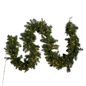 Kurt Adler 9-Foot Pre-Lit Warm White LED Noble Fir Garland - 1 of 4