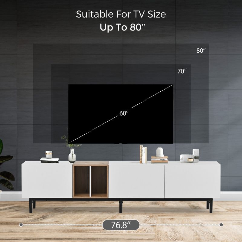 Modern TV Stand for TVs up to 80'', Entertainment Center with Large Storage Cabinet-ModernLuxe, 4 of 14