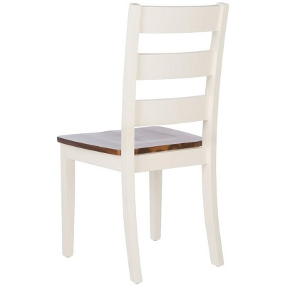 Silio White and Natural Ladder Back Dining Chairs, Set of 2