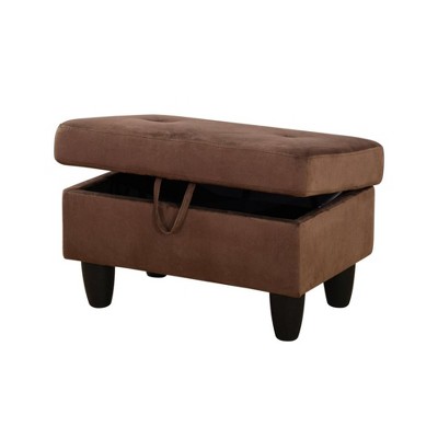 DOMETOUR Brown Flannel Storage Ottoman for Living Room or Bedroom