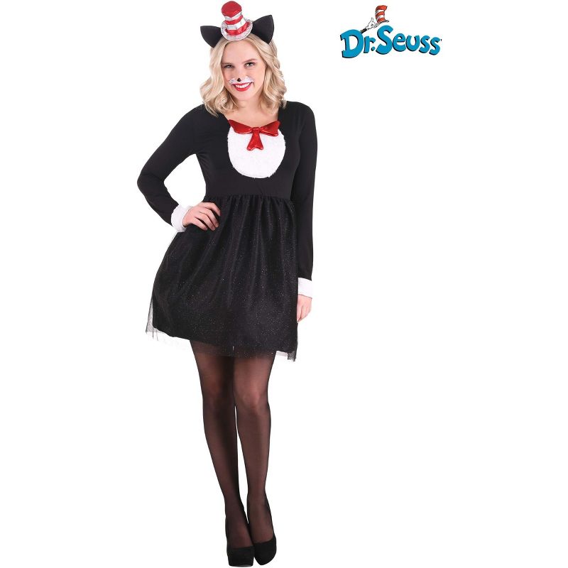HalloweenCostumes.com Large Women Dr. Seuss The Cat in the Hat Costume for Women., Black/Red/White, 2 of 4