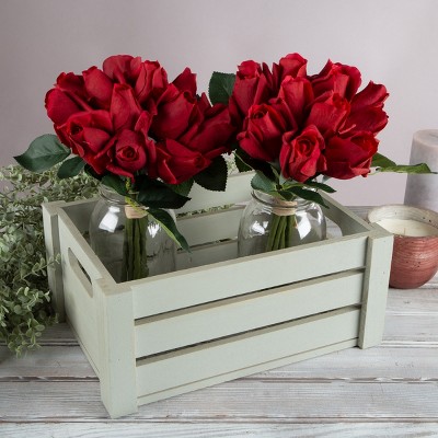 Nature Spring Red Artificial Rose Bud Bundle, 11.5-Inch Latex Flowers