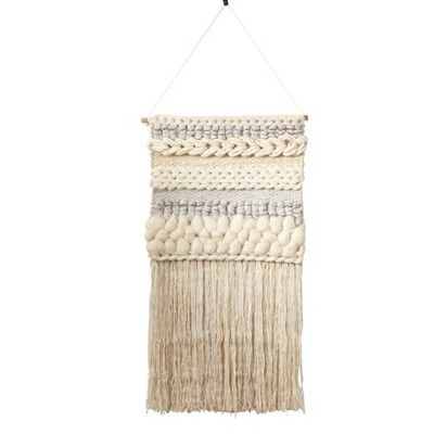 Saro Lifestyle Saro Lifestyle Fringe Braided Design Wall Hanging, Grey,