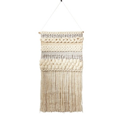 Saro Lifestyle Fringe Braided Design Wall Hanging, Grey