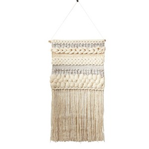 Saro Lifestyle Saro Lifestyle Fringe Braided Design Wall Hanging, Grey, - 1 of 4