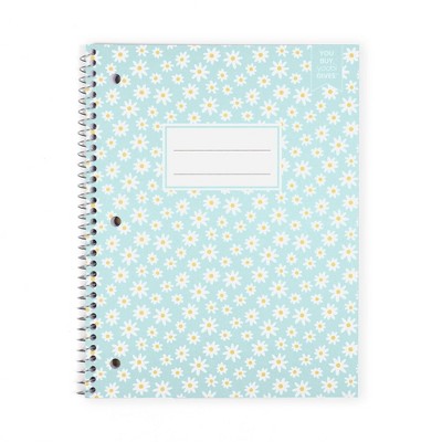 Yoobi Evolve 1 Subject Notebooks 8"x10.5" College Ruled Pale Blue Daisy ...