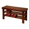 Syemin Ottomans and Benches Quality Solid Wood Shoe Bench, Storage Bench Wooden Shoe Rack Bench, Rustic Solid Wood Entryway Bench, Red, 35.5"*13"*18" - 2 of 4