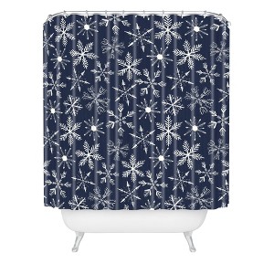 Dash and Ash Wonderland at Night Christmas Shower Curtain Blue - Deny Designs - 1 of 3