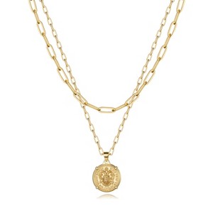 Turandoss 18K Gold Coin Layered Necklaces for Women Trendy - Dainty Coin Stacked Pedant Necklace Snake Chain, Gold Jewelry for Women, Christmas Gifts - 1 of 4