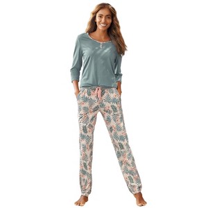 Women's Pattern Pajama Set - LASCANA - 1 of 4