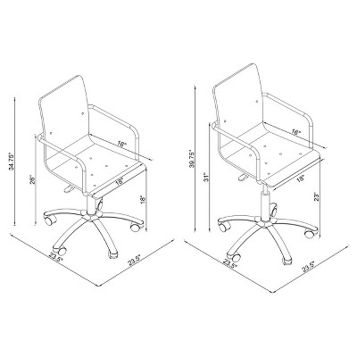Clear Acrylic and Chrome Adjustable Office Chair