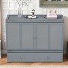 TIRAMISUBEST Full/Queen Size Murphy Bed Wall Bed with USB Port and a Large Storage Drawer, Wooden Murphy Cabinet Bed, Space Saving Design - 2 of 4