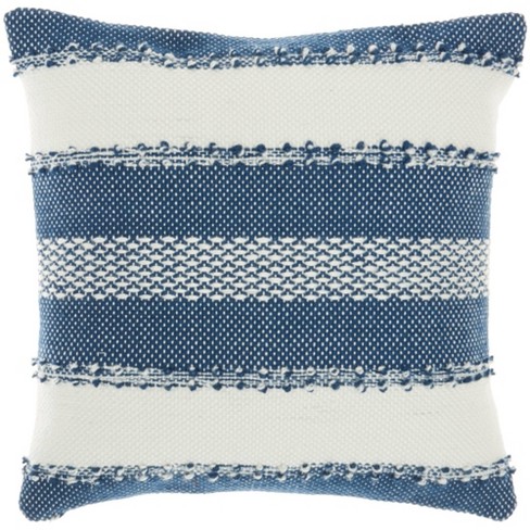 Seabreeze Embroidered Pillow Aqua 18inches Square Coastal Decorative Pillows , 18 Square, Aqua Coastal Style