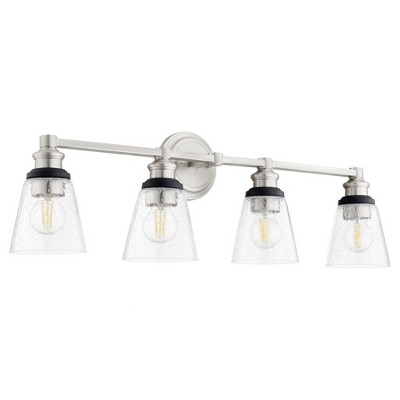 Dunbar Satin Nickel 4-Light Vanity with Clear Seeded Glass Shades