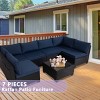 7-Piece Outdoor Patio Furniture Sets,All-Weather Wicker Rattan Modular Patio Sofa Set,Outdoor Chairs with Coffee Table and Cushions-Coolbibila - 3 of 4