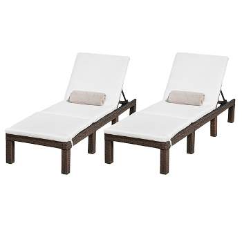 Jamaica Set of 2 Wicker Patio Chaise Lounge with Cushion - Brown - Christopher Knight Home