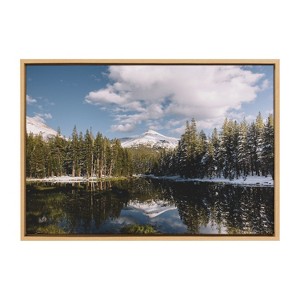 Kate and Laurel Sylvie Mountain Reflection Framed Canvas by Patricia Hasz of Patricia Rae Photography, 23x33, Natural - 1 of 4