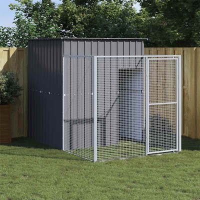 vidaXL Dog House Anthracite Galvanized Steel 65 x 98.8 x 71.3 in Durable