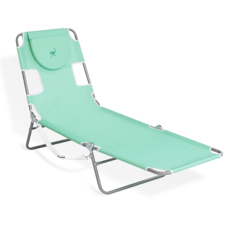 Ostrich Chaise Lounge Outdoor Portable Folding 4 Position Recliner Chair for Beach, Patio, Camp, and Pool with Carrying Strap, Teal (2 Pack), 2 of 7