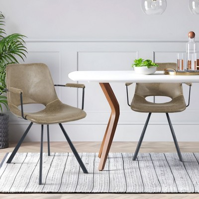 Sapphtopaz Modern Dining Chairs Set of 2 with Hollow Backrest Upholstered Arm Chairs with Metal Legs Kitchen Chair for Dining Room, Living Room
