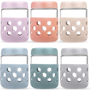 Pack of 6 (6 oz) Color-sealed glass chia seed pudding Mason jars, perfect for making delicious treats. 16oz - Retro Pastel, 6-Pack 4.7*3.4*4.7 - 1 of 4
